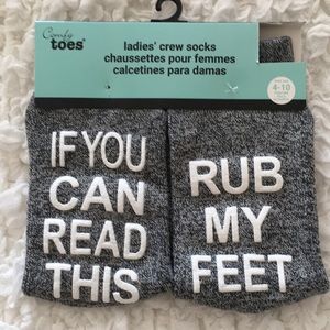 🧦3/$20 Funny Gray Rub My Feet Crew Socks